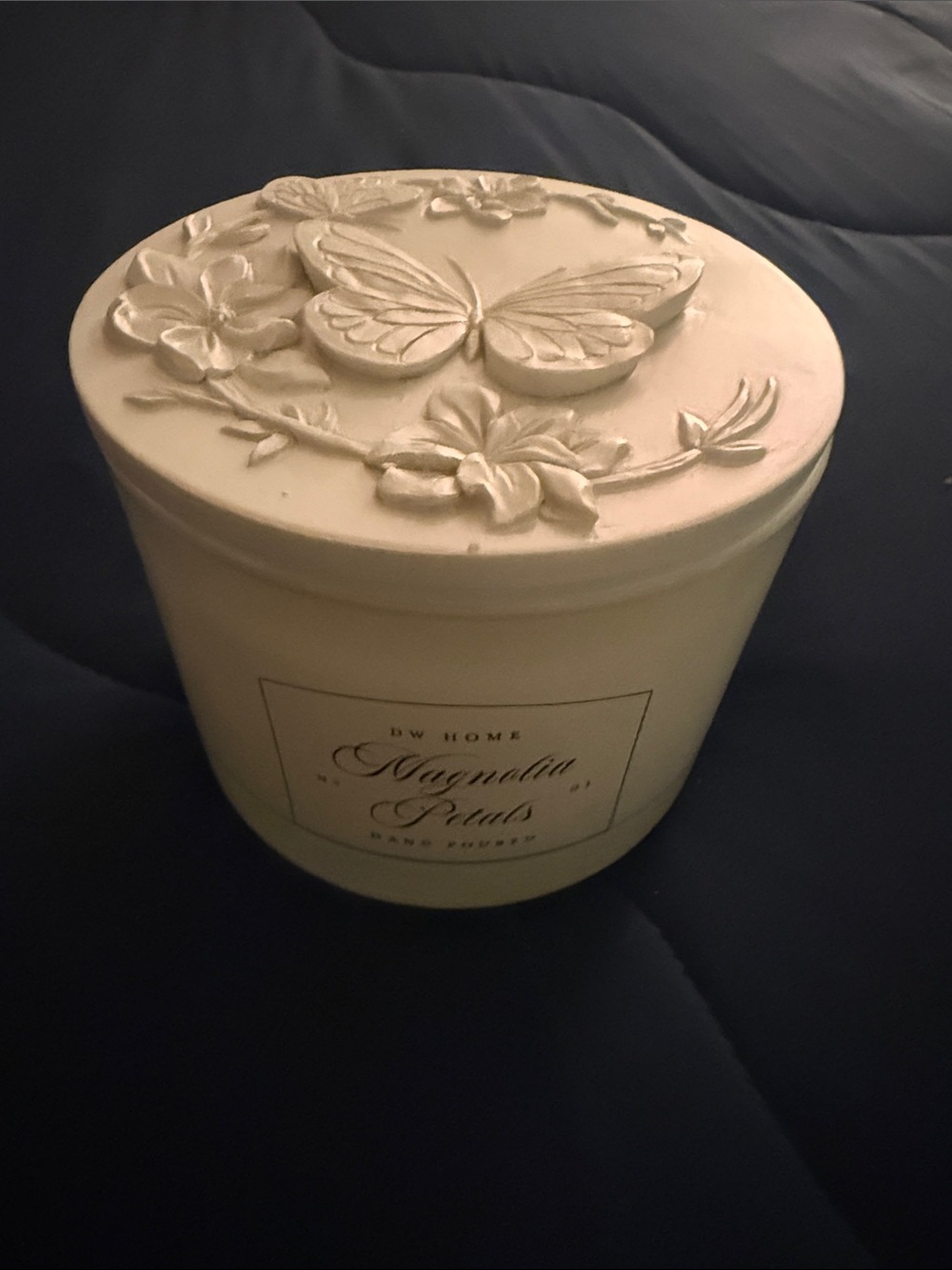 DW Home Cream Magnolia Petals Decorative Jar Candle with Butterfly Lid